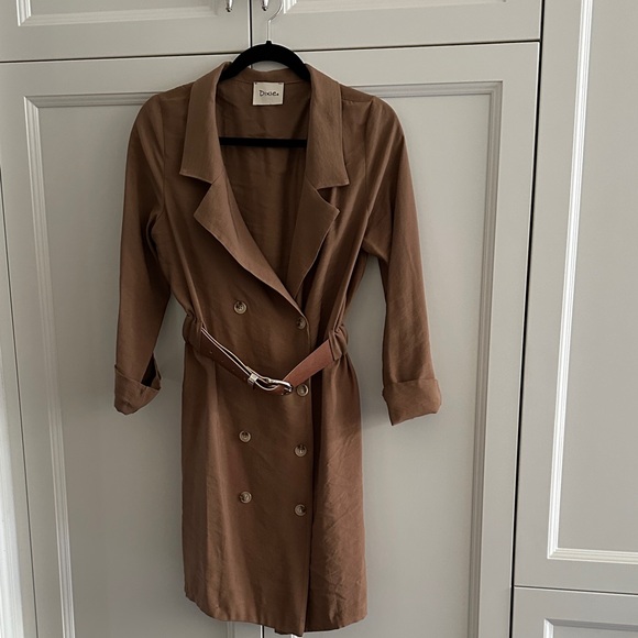 Jackets & Blazers - Brown Double-Breasted Trench Coat